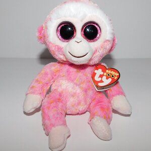 2014 TY Beanie Boos 6" Plush Pink Monkey Sparkle eyes RUBY New w Tag Stuffed